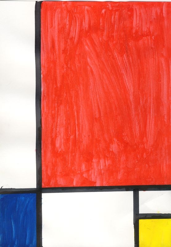 Bleu, rouge, jaune,  la manire de Mondrian, par Ccile B