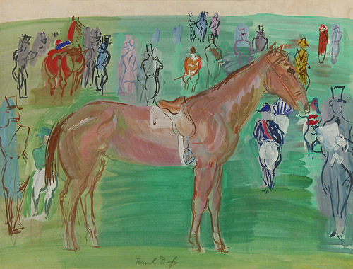 Raoul Dufy - Cheval et jockey sur la pelouse - 1935
